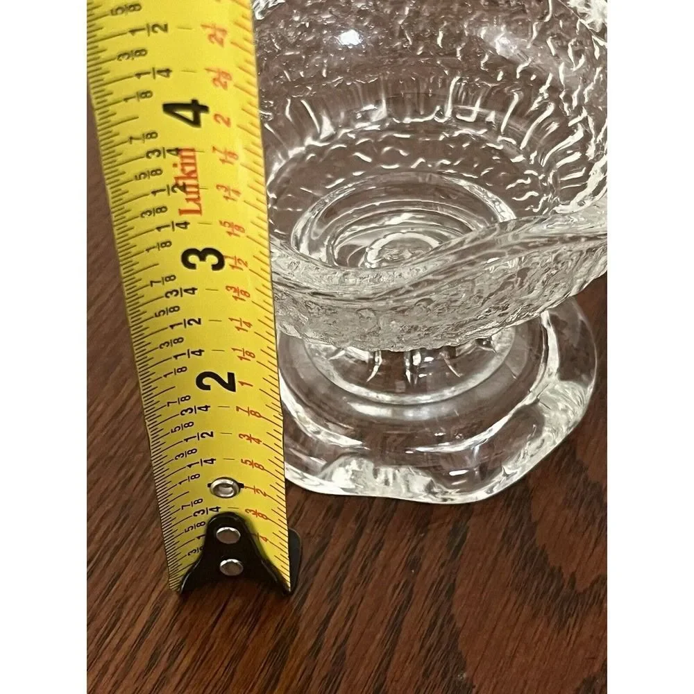 2 Vtg Anchor Hocking Reversible Pebble Glass Pedestal Candle Holder Mid-Century